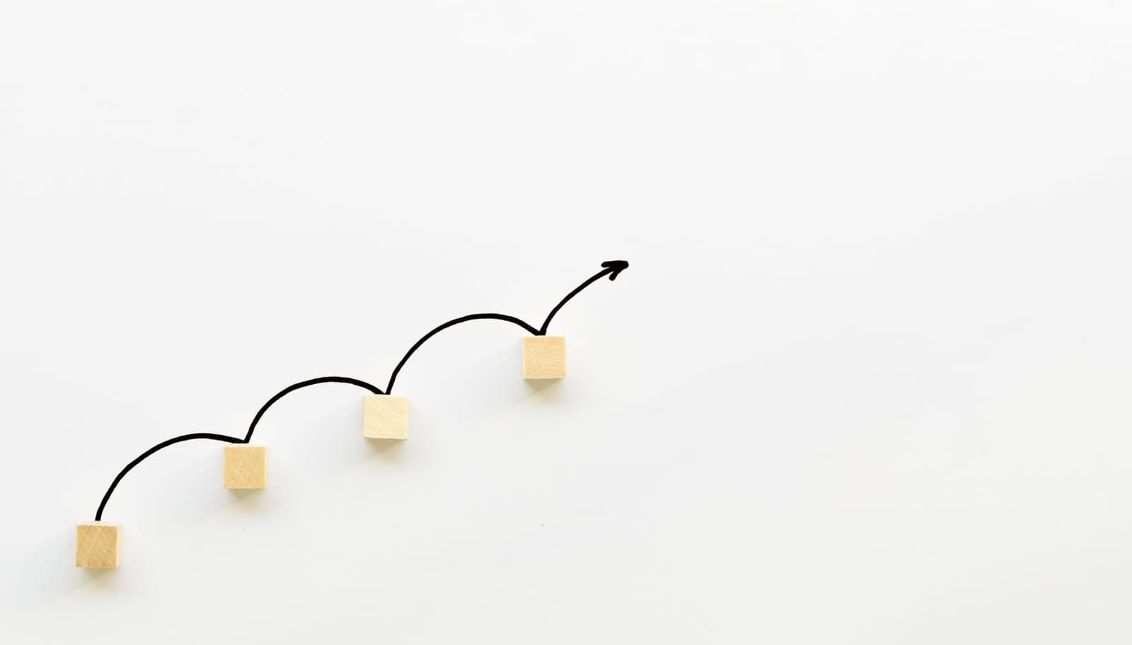 An arrow bouncing off a series of small blocks