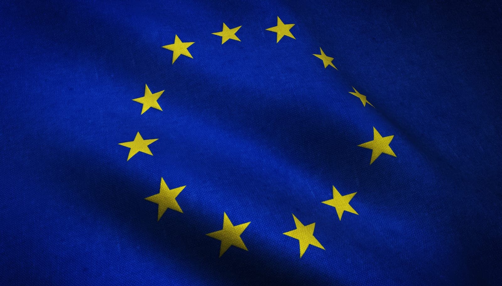 Close-up of the European Union flag waving
